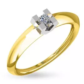 Кольцо из желтого золота с бриллиантом 9101467
