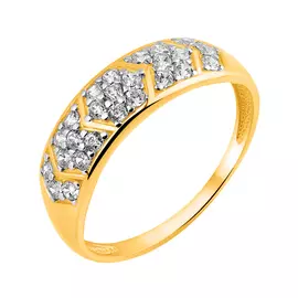 Кольцо из желтого золота с фианитами 11-1541-13-01