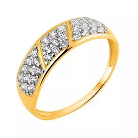 Кольцо из желтого золота с фианитами с родированием 11-1542-13-01