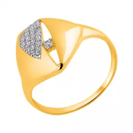 Кольцо из желтого золота с фианитами с родированием 11-1561-13-01