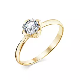 Кольцо из желтого золота с фианитом 1000045