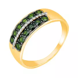 Кольцо из желтого золота с изумрудами и бриллиантами 11-9077-13-04