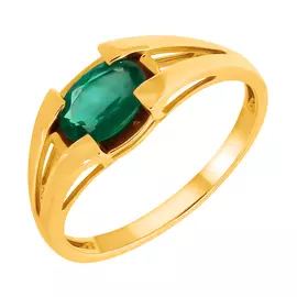 Кольцо из желтого золота с изумрудом 1-106-432-01