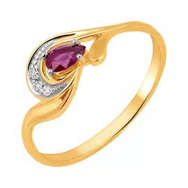 Кольцо из желтого золота с рубином и бриллиантами 11-9164-13-05