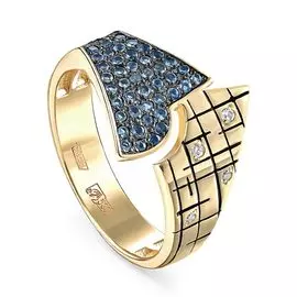 Кольцо из желтого золота с топазами, бриллиантами и эмалью 11-21150-2302 №11-18