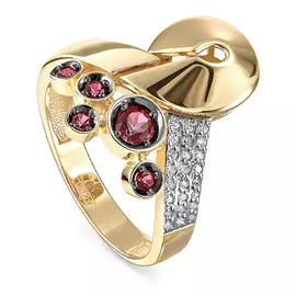 Кольцо из желтого золота с топазами и эмалью 11-21131-2500 №15-18