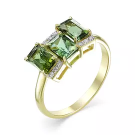 Кольцо из желтого золота с турмалинами и бриллиантами 1-106-648-18