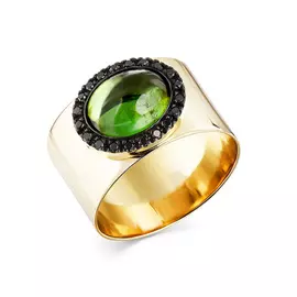 Кольцо из желтого золота с турмалином и бриллиантами 1-308064-01-55