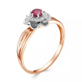 Кольцо из золота с бриллиантами и рубином 1568-151-05-00