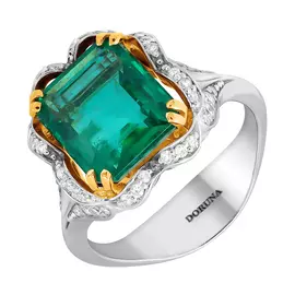 Кольцо из золота с изумрудом и бриллиантами D1-065-16-04