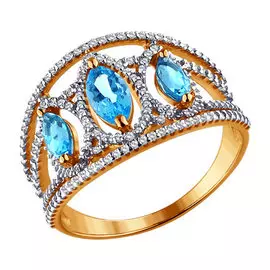 Кольцо из золота с топазами и фианитами 713900