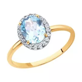 Кольцо из золота с топазом и фианитами 716620