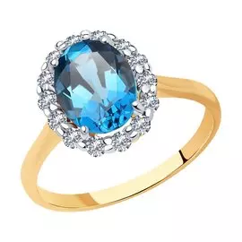 Кольцо из золота с топазом и фианитами 716699