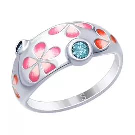 Кольцо Эмаль, Фианит