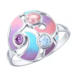 Кольцо Эмаль, фианит