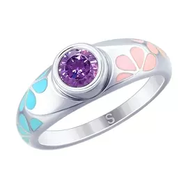 Кольцо Эмаль, фианит