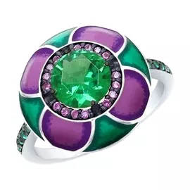 Кольцо Эмаль, ситал, фианит