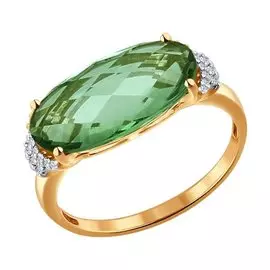 Кольцо Кварц, фианит