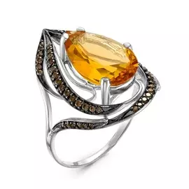 Кольцо Кварц, фианит