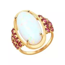Кольцо Опал синт., Родолит