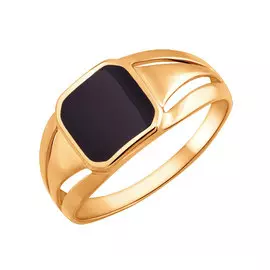 Кольцо-печатка из красного золота с эмалью 13-0919-11-81