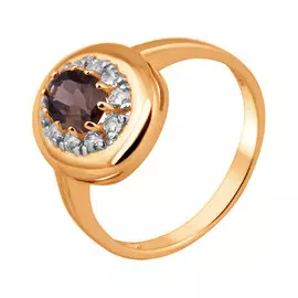 Кольцо Раух-топаз, фианит