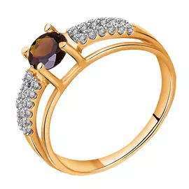 Кольцо Раух-топаз, фианит