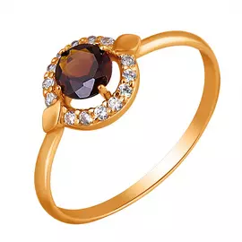 Кольцо Раух-топаз, фианит