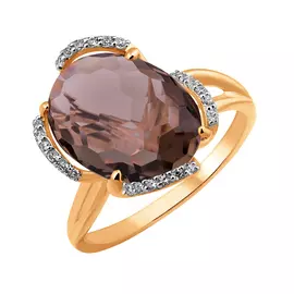 Кольцо Раух-топаз, фианит