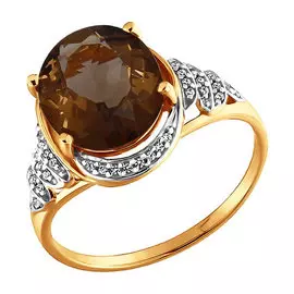 Кольцо Раух-топаз, фианит