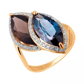 Кольцо Раух-топаз, топаз Лондон, фианит