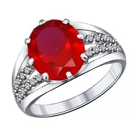Кольцо Рубин корунд, фианит