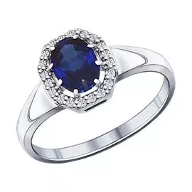 Кольцо Сапфир, фианит