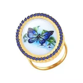 Кольцо Сапфир, финифть