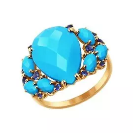 Кольцо Сапфир корунд, Бирюза