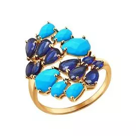 Кольцо Сапфир корунд, Бирюза