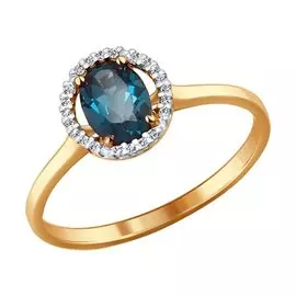 Кольцо Топаз, фианит