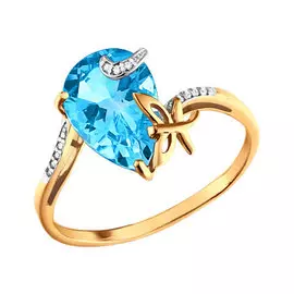 Кольцо Топаз, фианит