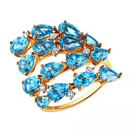 Кольцо Топаз, фианит