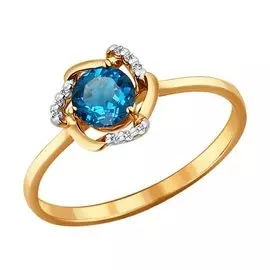 Кольцо Топаз, фианит