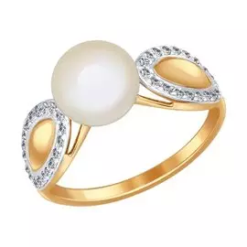 Кольцо Жемчуг, фианит