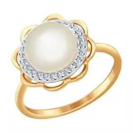 Кольцо Жемчуг, фианит