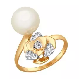 Кольцо Жемчуг, фианит