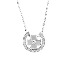 Колье из серебра с фианитами с родированием SN0018001