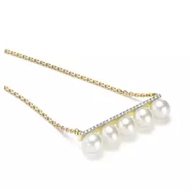 Колье из белого и желтого золота с бриллиантами и жемчугом 6-273-28 45.0