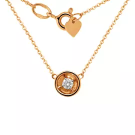 Колье из красного золота с бриллиантом 40-9407-11-02