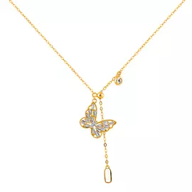 Колье из серебра с фианитами с позолотой И5-914-27-01