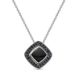 Колье из серебра с фианитом и эмалью с родированием 06-1461/0ЭМ3-00