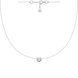 Колье из серебра с фианитом с родированием 94070154