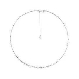 Колье литьевое из серебра с жемчугом с родированием И5-883-23-06